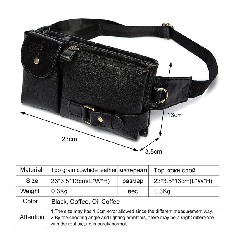 Waist Packs Fanny Pack Belt Bag Phone Pouch Bags Travel Waist Pack Male Small Waist Bag Leather Pouch(Black) - ebowsos
