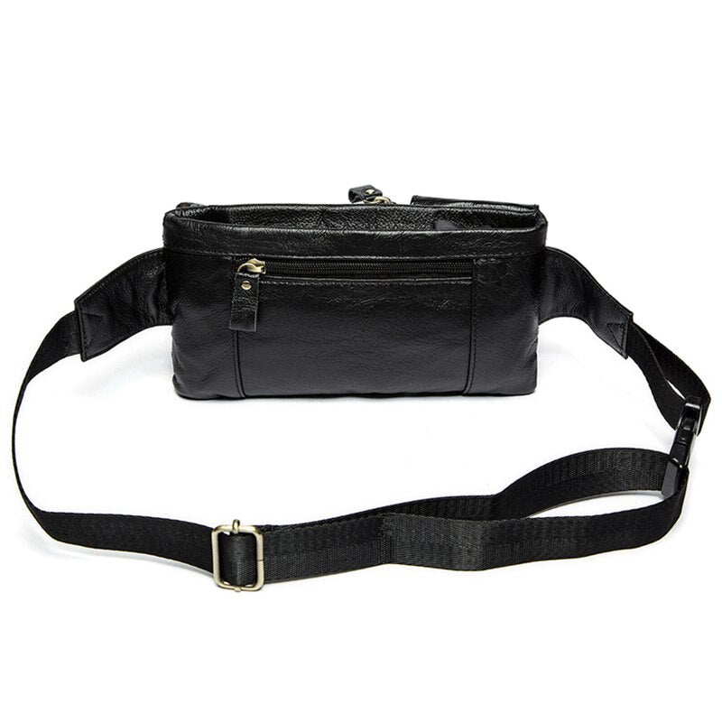 Waist Packs Fanny Pack Belt Bag Phone Pouch Bags Travel Waist Pack Male Small Waist Bag Leather Pouch(Black) - ebowsos