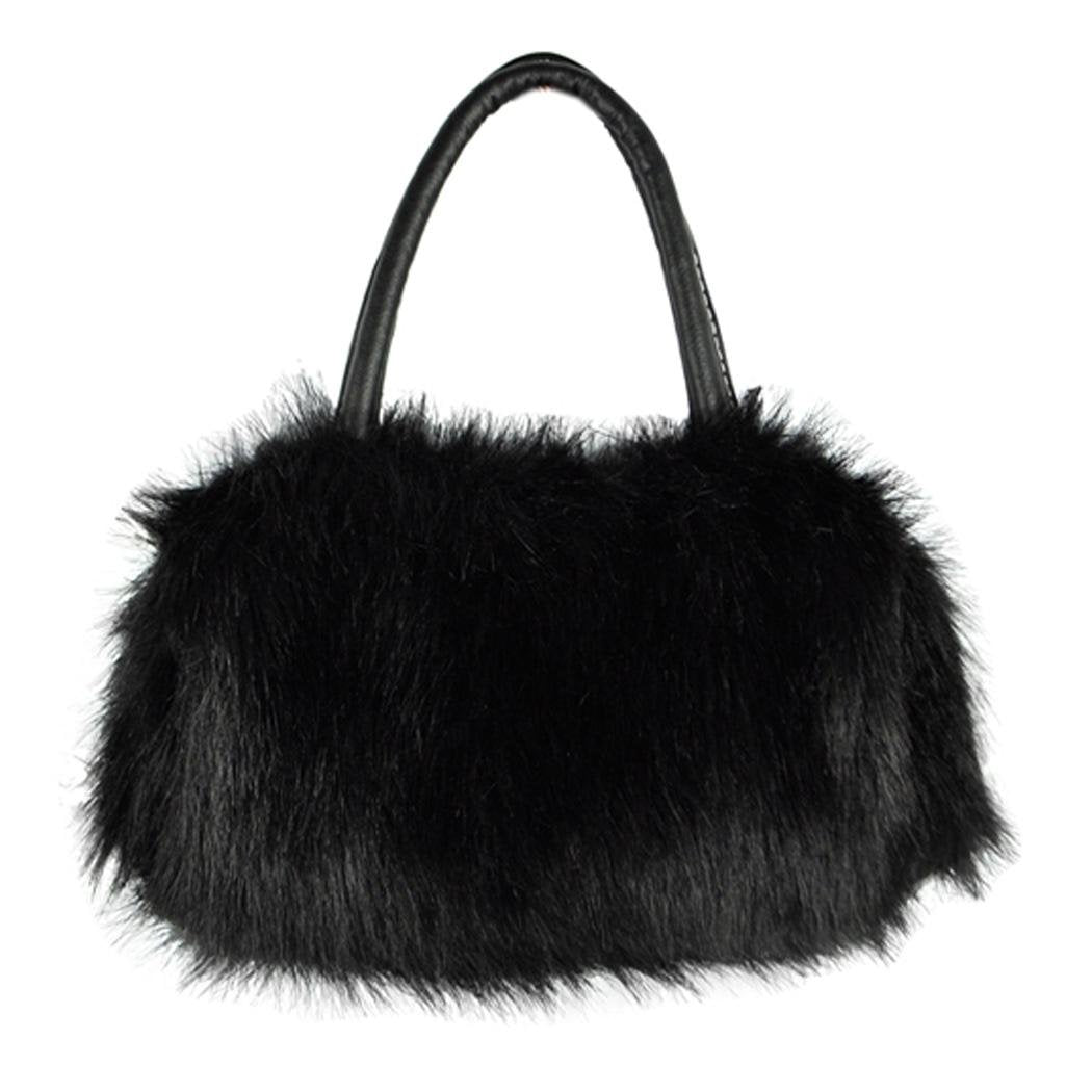 Winter Lady Girl Pretty Cute Lovely Plush Fur Hairy Handbag Luxury Designer Shoulder Bag Fur Small Messenger Crossbody Bag - ebowsos