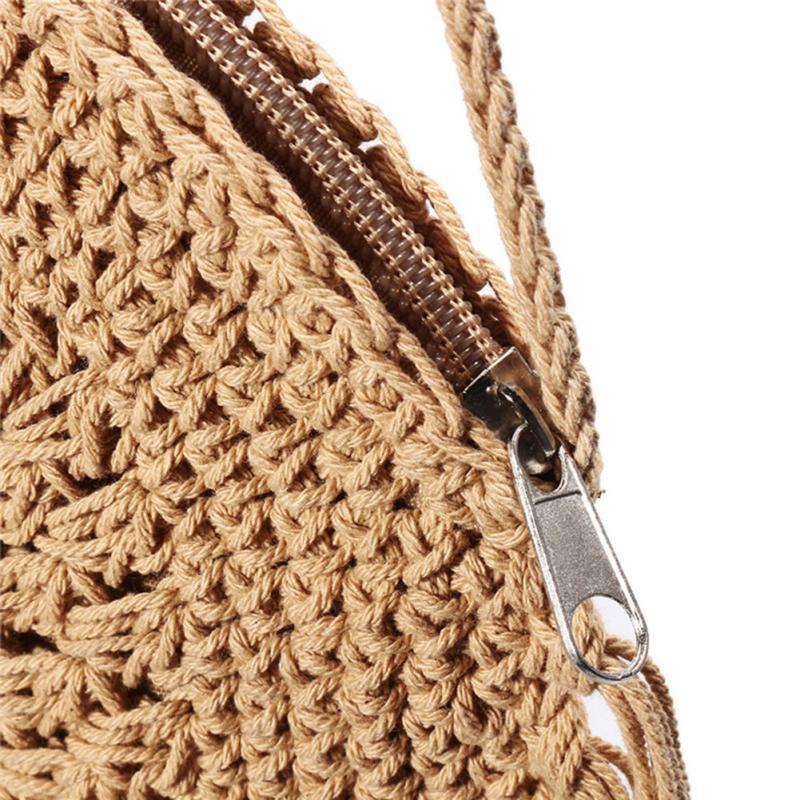 Woman Round Handbags Handmade Straw Bag With Tassel Rattan Woven Vintage Rope Knitted Messenger Bag Lady Summer Beach Tot - ebowsos