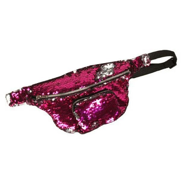 Women Adjustable Belt Sequins Shoulder Bags Zipper Chest Fanny Pack Waist Bag - ebowsos