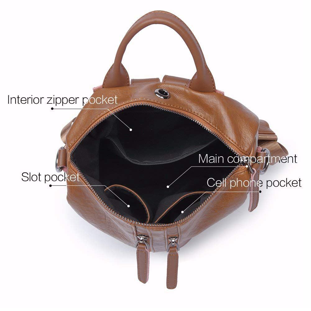 Women Backpack Purse PU Leather Fashion Travel Casual Detachable Convertible Ladies Shoulder Bag - ebowsos