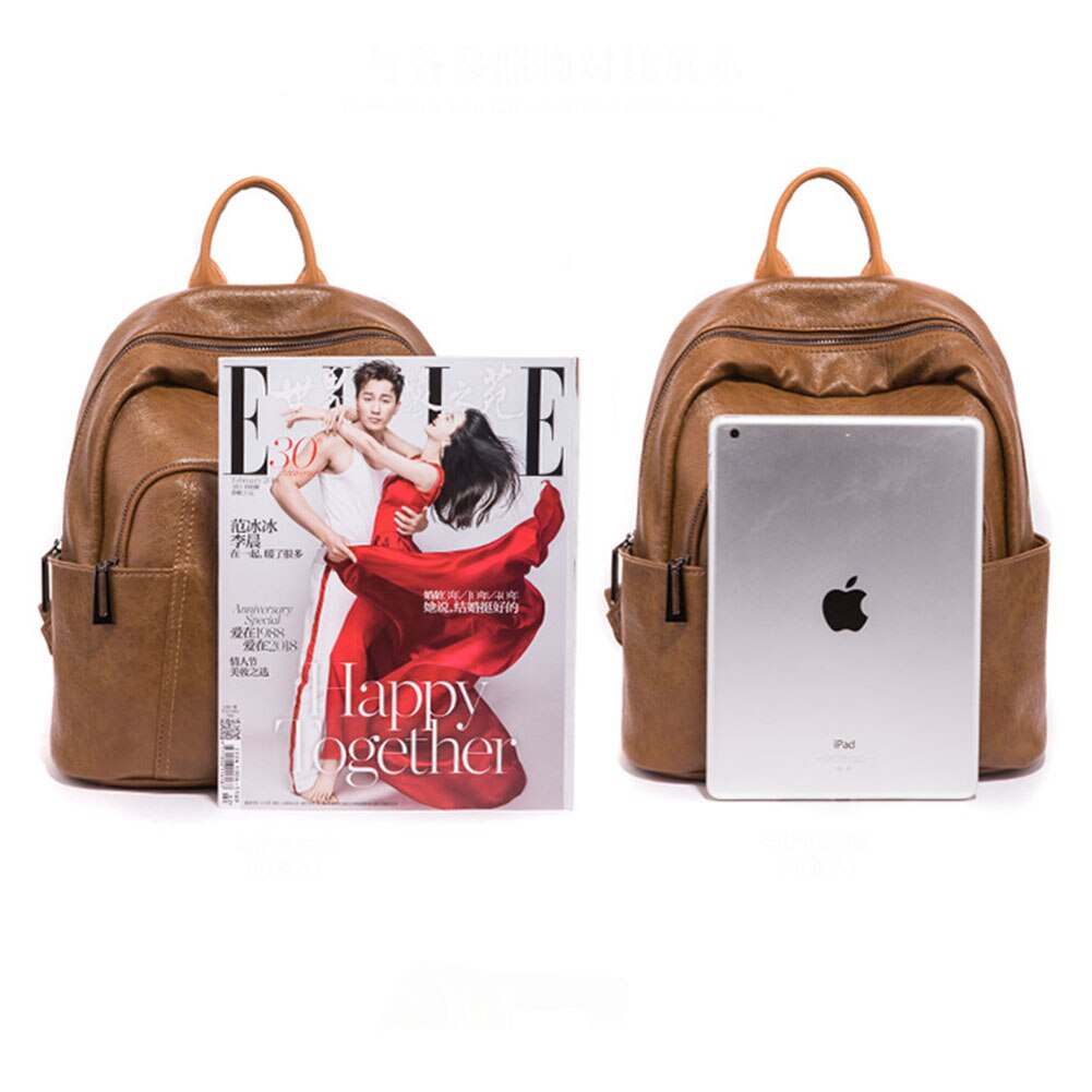 Women Backpack Purse Soft PU Leather Fashion Anti-theft Lightweight School Ladies Travel Bag - ebowsos