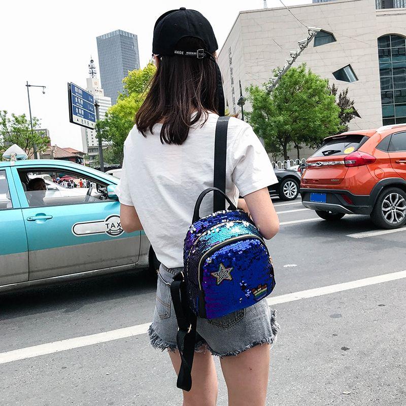 Women Backpack School Bags For Girls Small Backpacks Female Travel Backpack Sequins School Backpacks - ebowsos