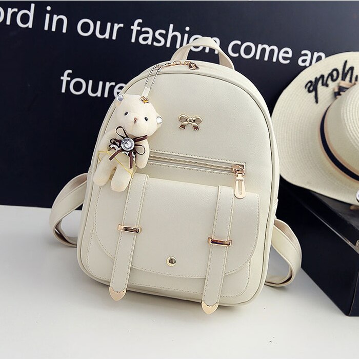 Women Backpacks Fashion PU Leather Shoulder Bag Color Solid Small Backpack School Bags Bagpack for Girl Compound Embossed - ebowsos