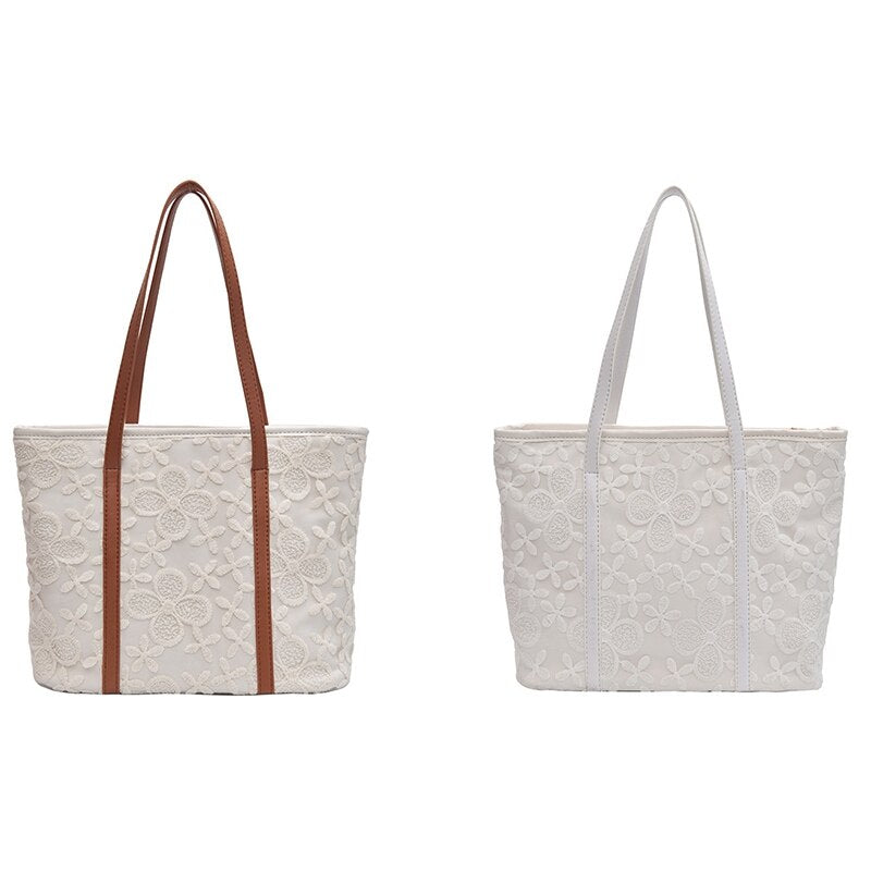 Women Bag Fashion Lace Shoulder Bags Shopping Handbag Ladies Large Tote Bags Summer Beach Bag - ebowsos