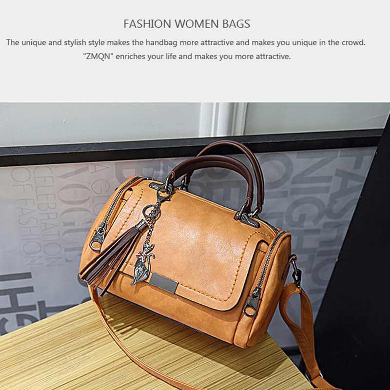Women Bags Crossbody Bags For Women Retro Vintage Ladies Leather Handbags Women Tassel Shoulder Bag Female Zipper - ebowsos