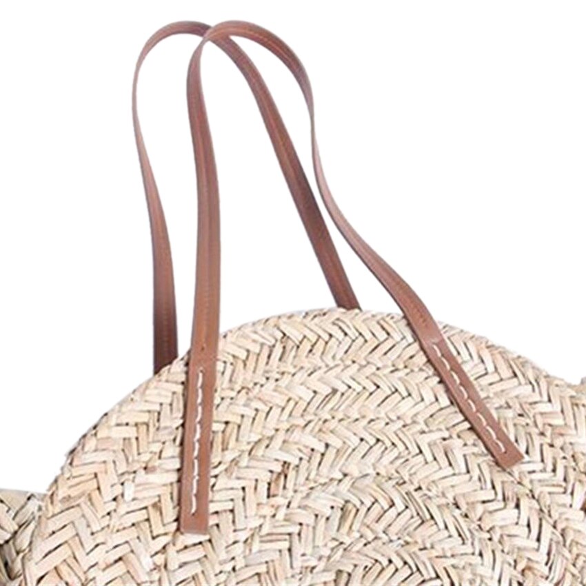 Women Bohemia Wind Beach Circle Round Rattan Straw Summer Travel Shoulder Bags - ebowsos