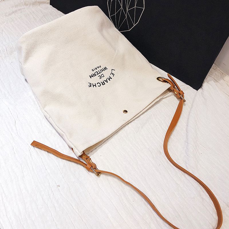 Women Casual Handbags Shoulder Bags Environment friendly Portable Letter Pattern Student Bags Shopping Bag - ebowsos