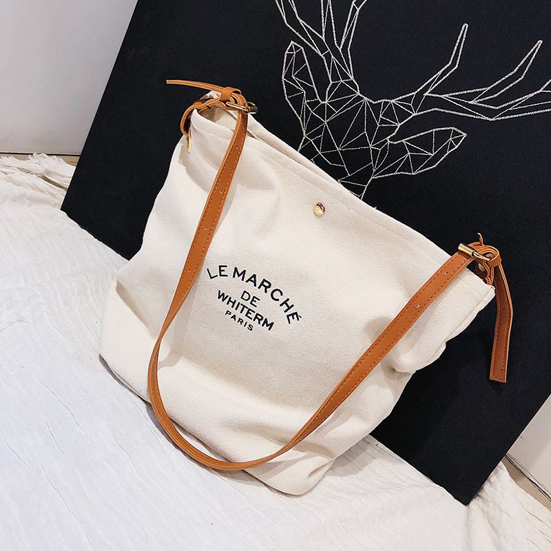 Women Casual Handbags Shoulder Bags Environment friendly Portable Letter Pattern Student Bags Shopping Bag - ebowsos