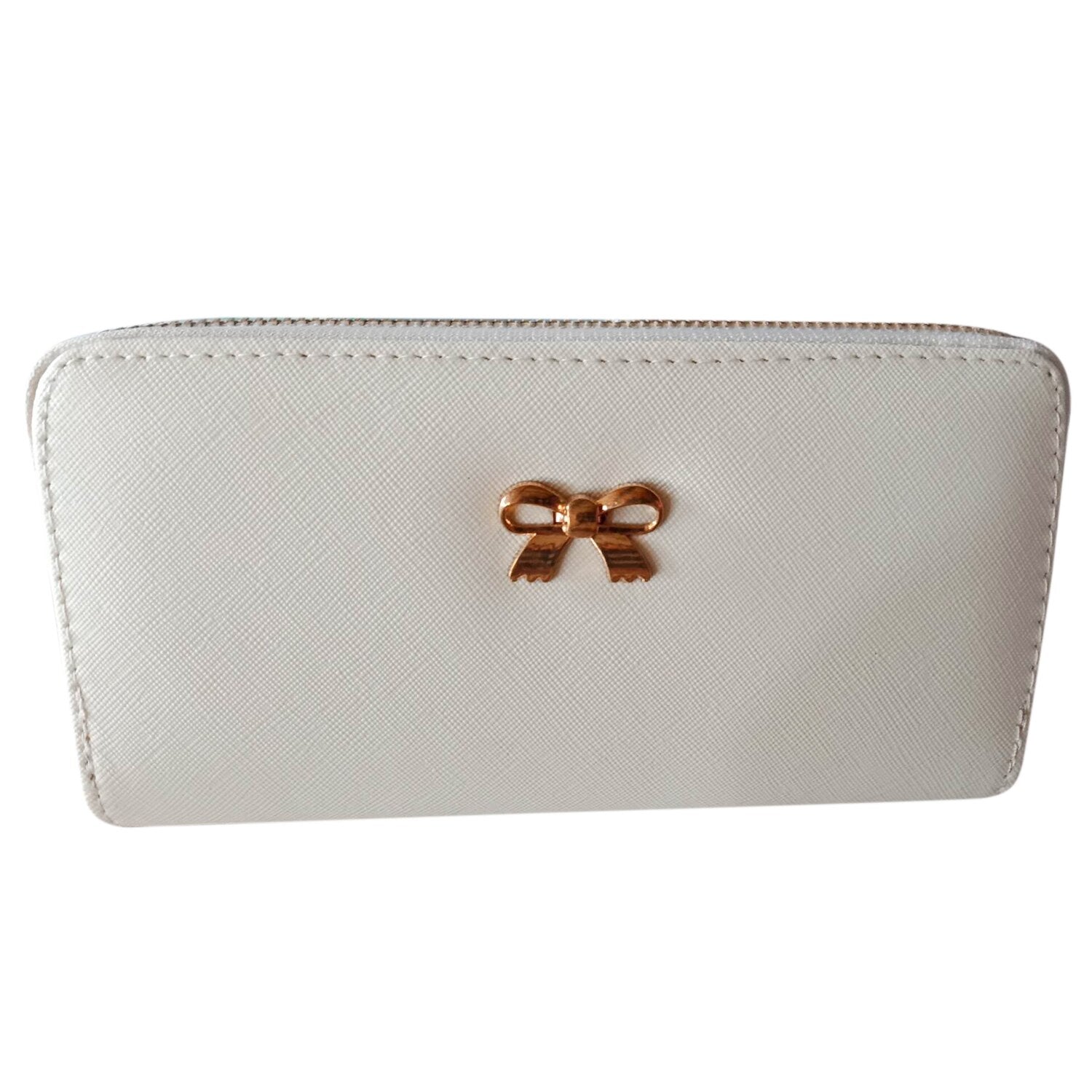 Women Cute bowknot solid bag purse Wallet Wearable(white) - ebowsos