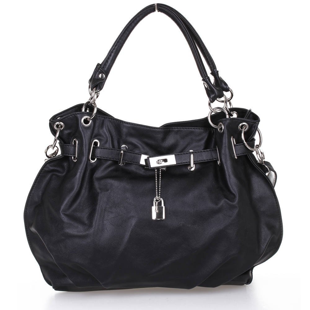 Women Girls PU Leather Hobo Handbag Bag Tote Shoulder Cross Body Black New - ebowsos