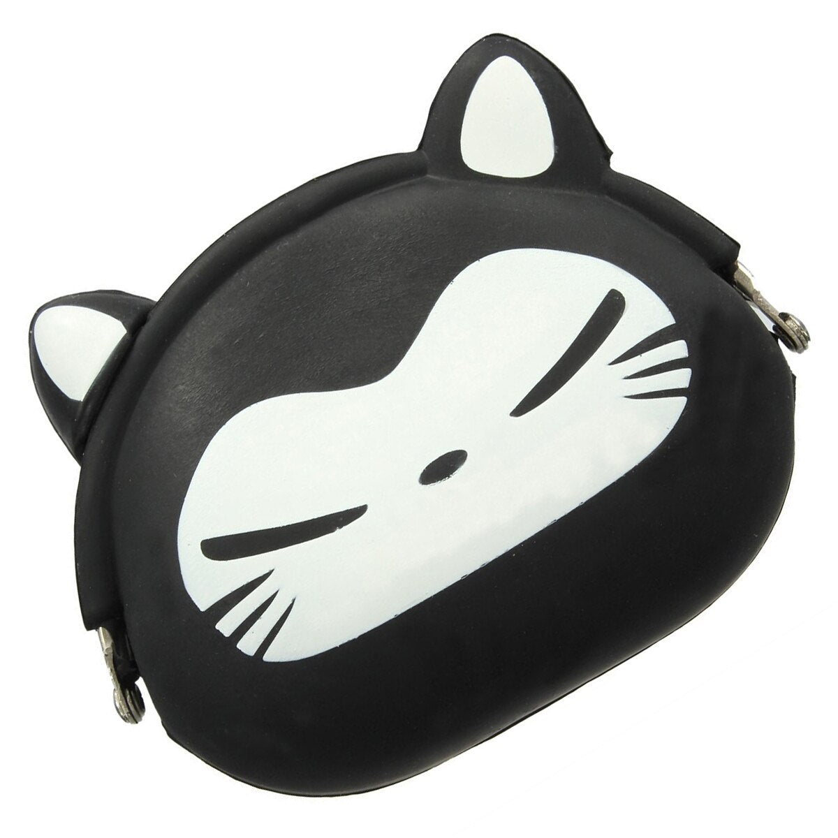 Women Girls Wallet Kawaii Cute Cartoon Animal Silicone Jelly Coin Bag Purse Kids Gift Black Fox - ebowsos
