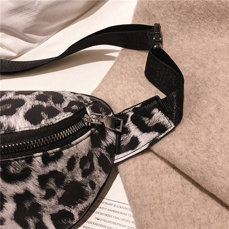 Women Handbag Neutral Outdoor Zipper Leopard Print Messenger Bag Sport Chest Bag Waist Bag - ebowsos