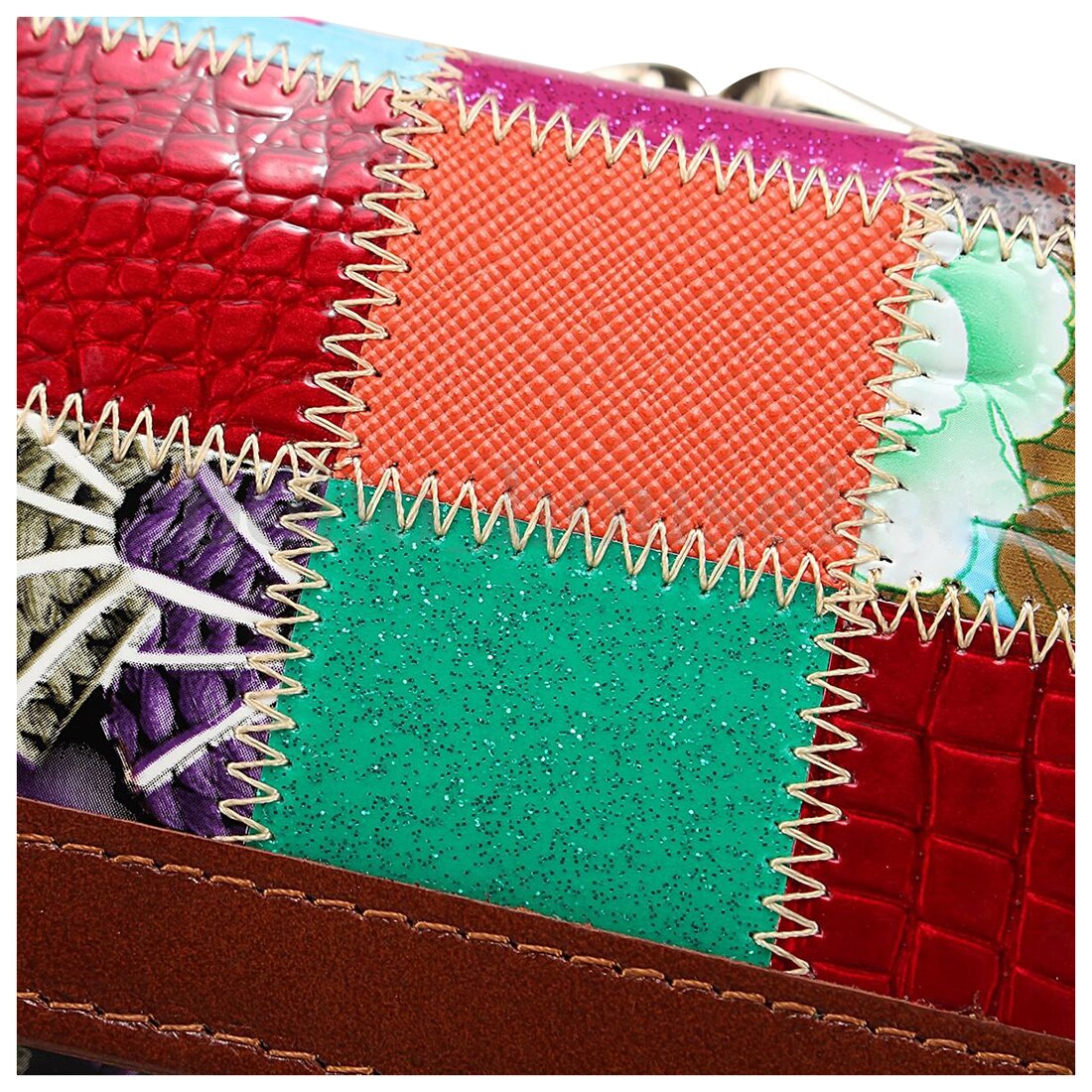Women Ladies Leather Patchwork Wallet Long Zip Purse Card Holder Clutch Handbag - ebowsos