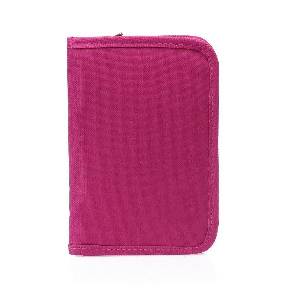 Women Multifunctional Canvas Clutch Bag Wallet Card Passport Holder Fuchsia - ebowsos