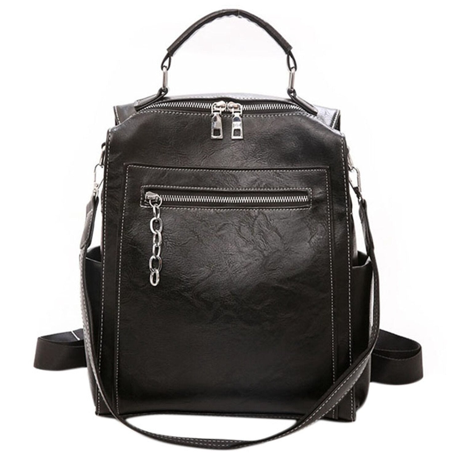 Women'S Backpack Pu Bag Girl Casual Large Capacity Multi-Function Retro Shoulder Bag - ebowsos