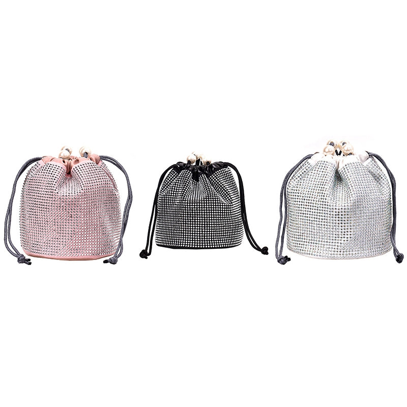Women'S Bag Bohemian Style Drawstring Bucket Bag Pearl Shoulder Bag Handbag Rivet Diagonal Package - ebowsos