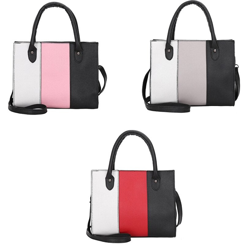 Women'S Handbag Casual Bag Messenger Bag Hit Color Leather Handbag Shoulder Bag - ebowsos