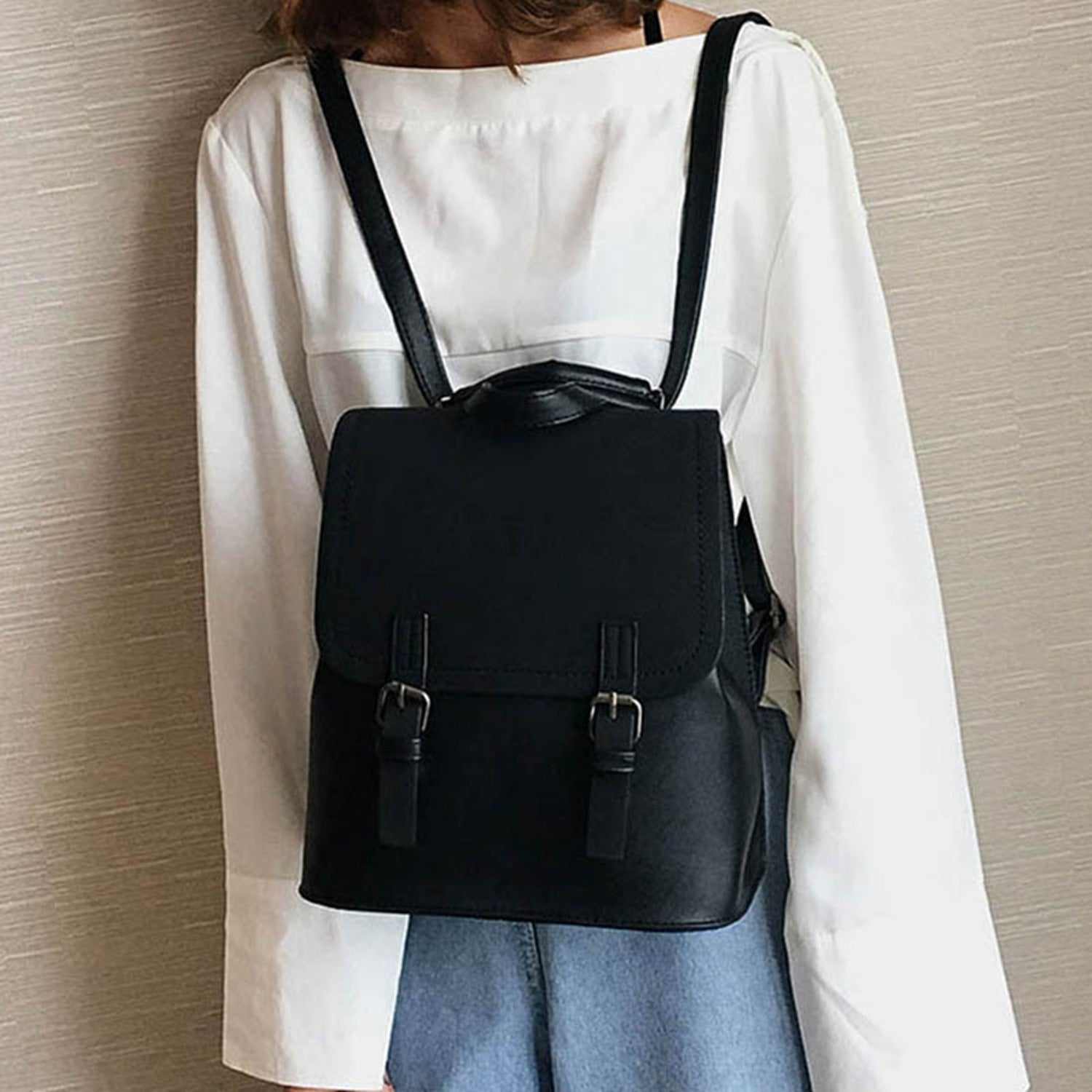 Women'S Patchwork Backpack Sleek Minimalist - ebowsos