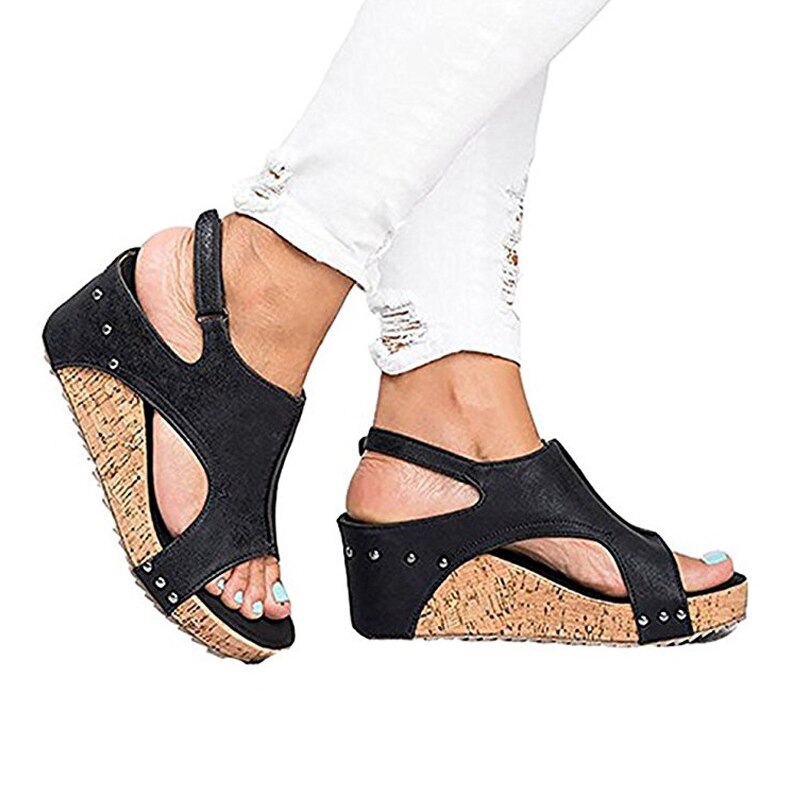 Women Sandals Platform Sandals Wedges Shoes For Women Heels Summer Shoes Leather Heels Sandals Shoes Roman - ebowsos