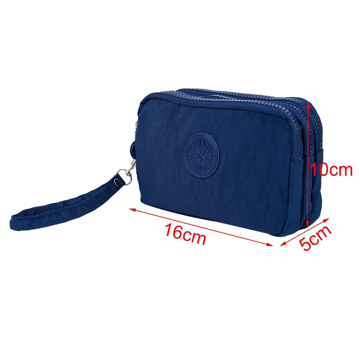 Women Small Wallet Washer Wrinkle Fabric Phone Purse Three Zippers Portable Make Up bag - ebowsos