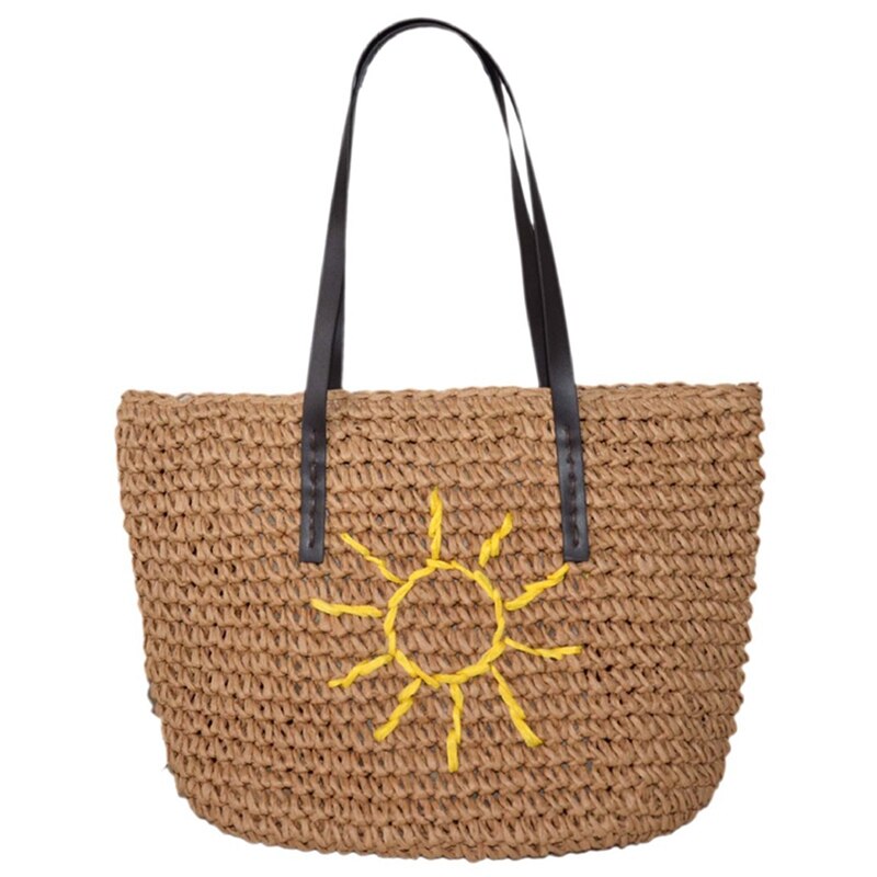 Women Summer Handbag New Bohemia Sun Flower Hand-Embroidered Bag Summer Woven Bag Handbag - ebowsos