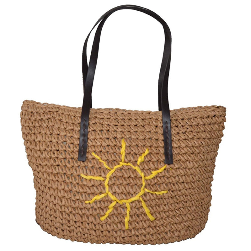 Women Summer Handbag New Bohemia Sun Flower Hand-Embroidered Bag Summer Woven Bag Handbag - ebowsos