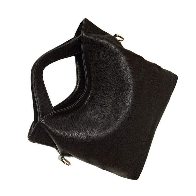Women Vintage PU Leather Tote Handbag Ladies Crossbody Messenger Shoulder Bag Black - ebowsos