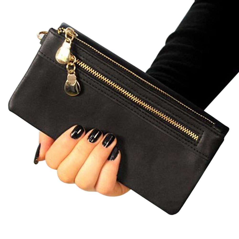 Women Wallets Hot Fashion Multifunctional PU Leather Clutch Lady Purse Phone bag brown - ebowsos