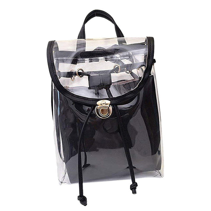 Women's 2 in 1 Clear Fashion Backpack Transparent Travel Beach Shoulder backpack Purse - ebowsos