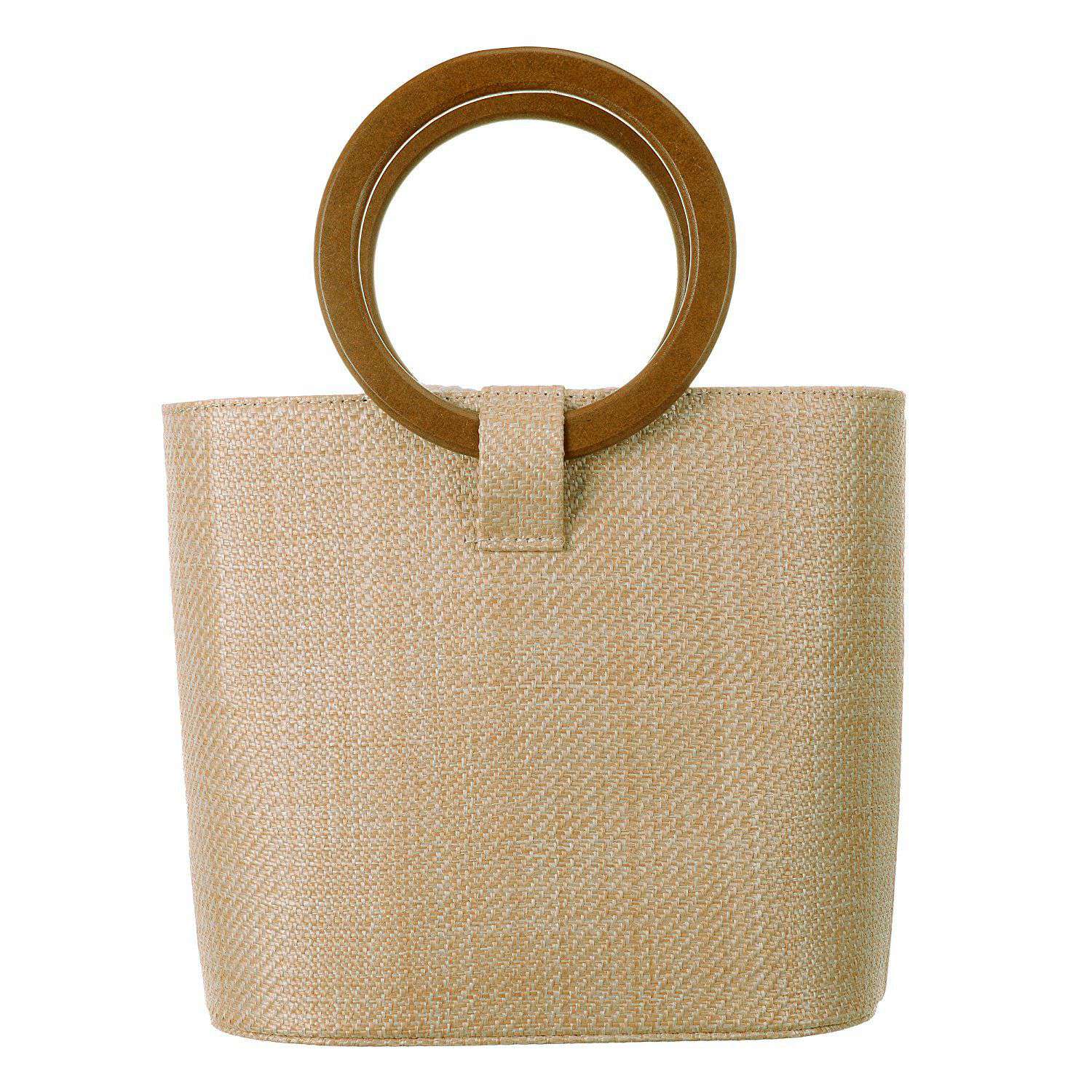 Women's Solid Straw Bucket Bag Tote Handbags Shoulder Bags Big Handbags Top Handle Straw Bag(Khaki) - ebowsos