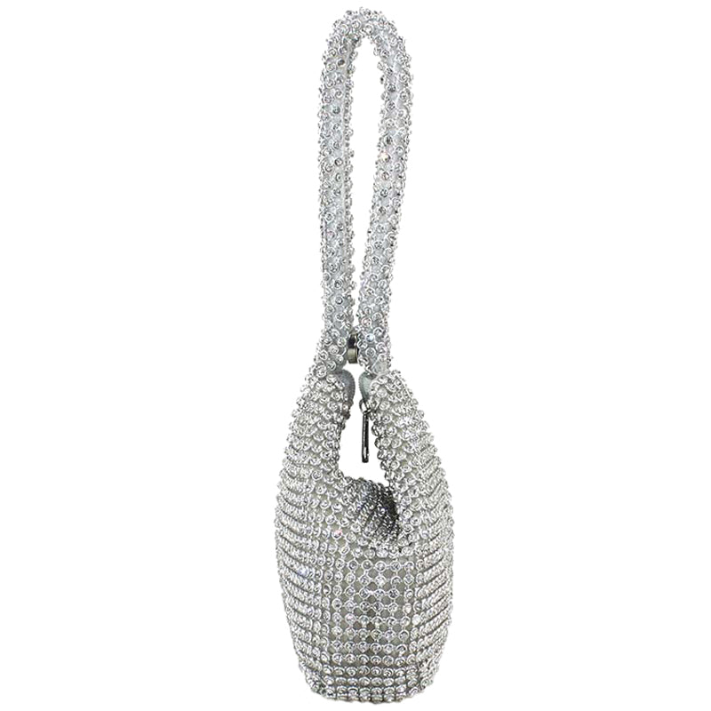 Womens Fashion Full drill triangle Evening Bags Silver - ebowsos