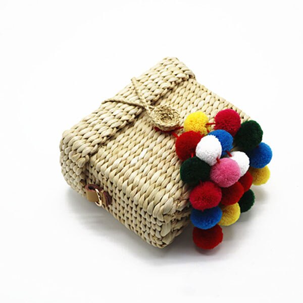 Womens Handbag Handmade Mini Crossbody Bag with Plush Ball,color - ebowsos