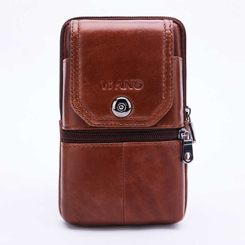 Yiang Genuine Leather Mini Shoulder Messenger Bag Men'S Waist Belt Pack Hip Bum Purse Cell/Mobile Phone Case(Model 5) - ebowsos