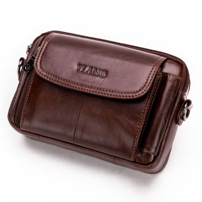 Yiang Men Genuine Leather Crossbody Shoulder Bag Fashion Belt Waist Case Bag Wallet New - ebowsos