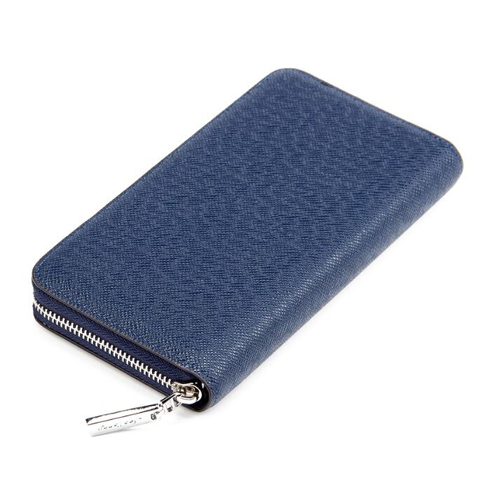 baellerry 1x Men long section two fold single zippered PU leather cross pattern handbag bag wallet 19.8*10.5*2cm, Blue - ebowsos