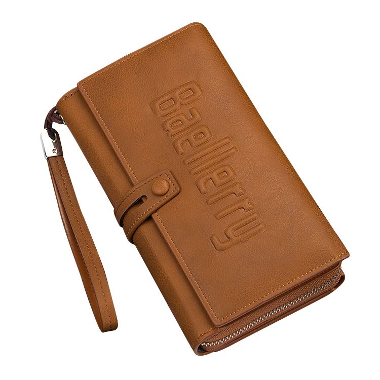 baellerry 1x PU leather men's long section business casual multi-functional deduction hand bag wallet - ebowsos