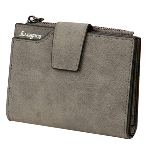 baellerry PU leather Ladies vertical matte zipper buckle multi-card bit coin Wallet 12*10*2.5cm, White - ebowsos