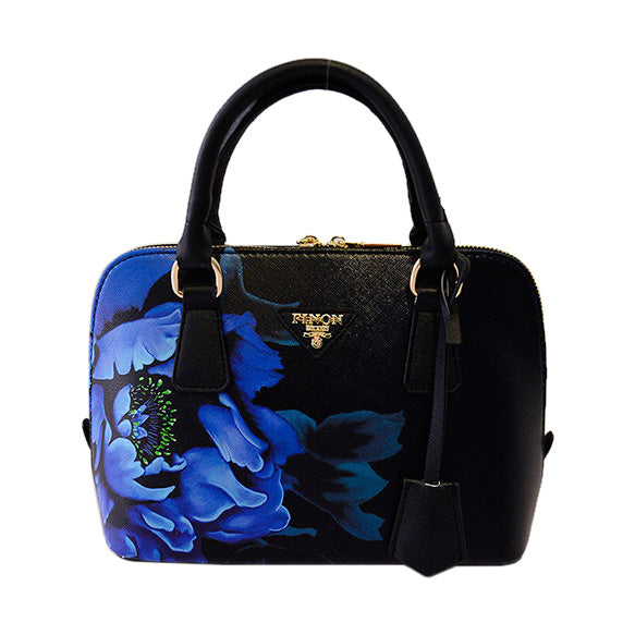 women handbag pu bags Women of the print bag leather bags for lady handbags Blue Peony - ebowsos