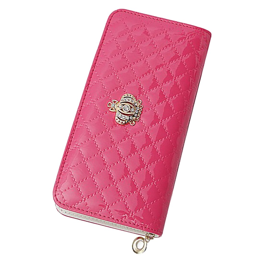 women quilted long wallet crown purse women Wallets With Coin Bag(Rose Red Crown) - ebowsos