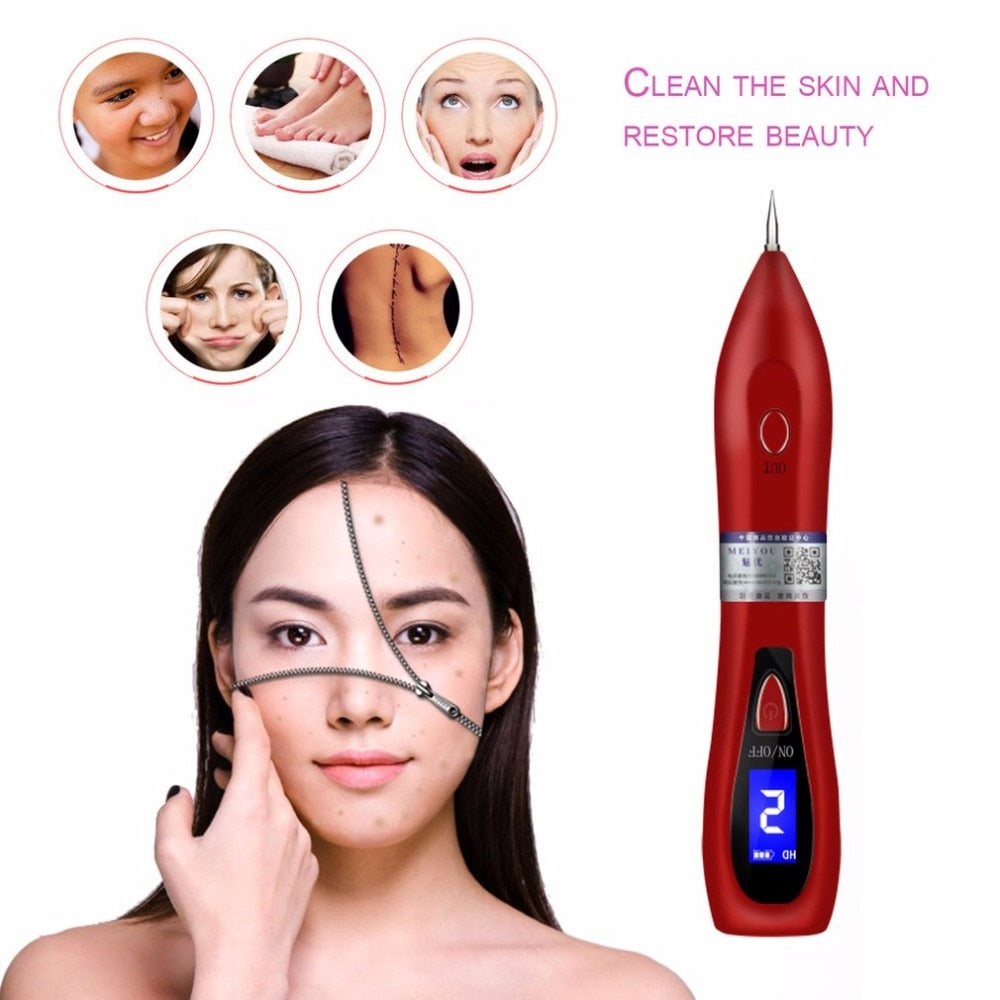 Face Makeup Tool Laser Freckle Moles Removal Pen USB Rechargeable LCD Display Sweep Dark Spot Dot Mole Remover Machine Skin Care - ebowsos