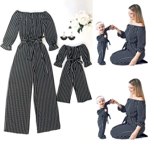 Family Clothes Mother & Daughter Matching Mom Women Casual Jumpsuit Outfits - ebowsos