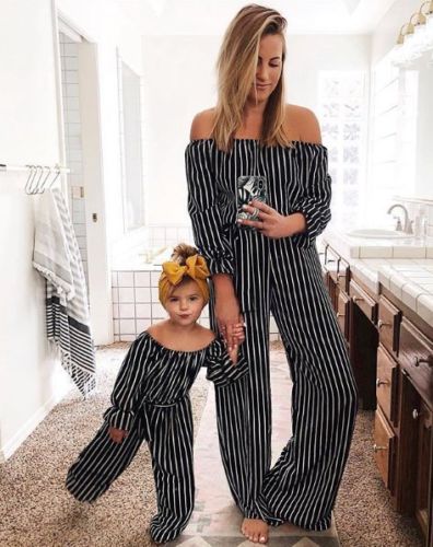 Family Clothes Mother & Daughter Matching Mom Women Casual Jumpsuit Outfits - ebowsos