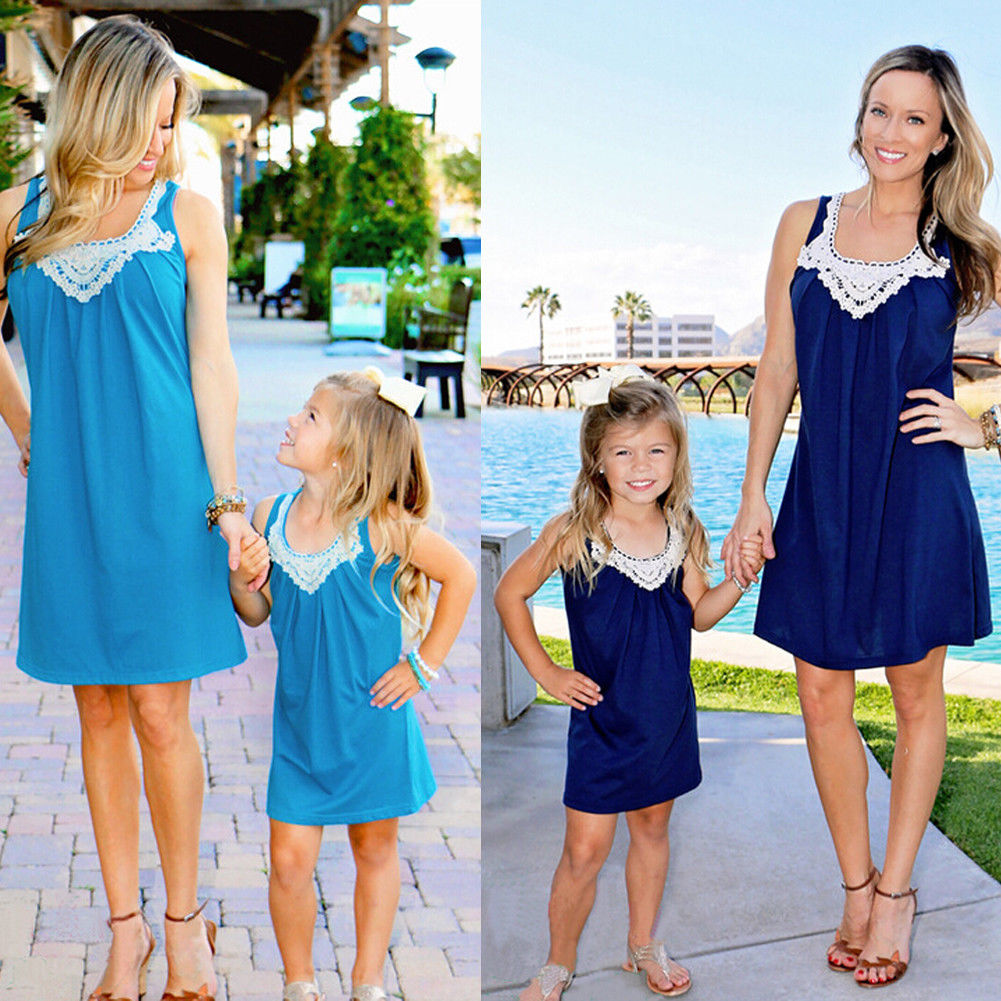 Family Dress Mother and Daughter Matching Girls Daughter Outfits Clothes Dresses - ebowsos