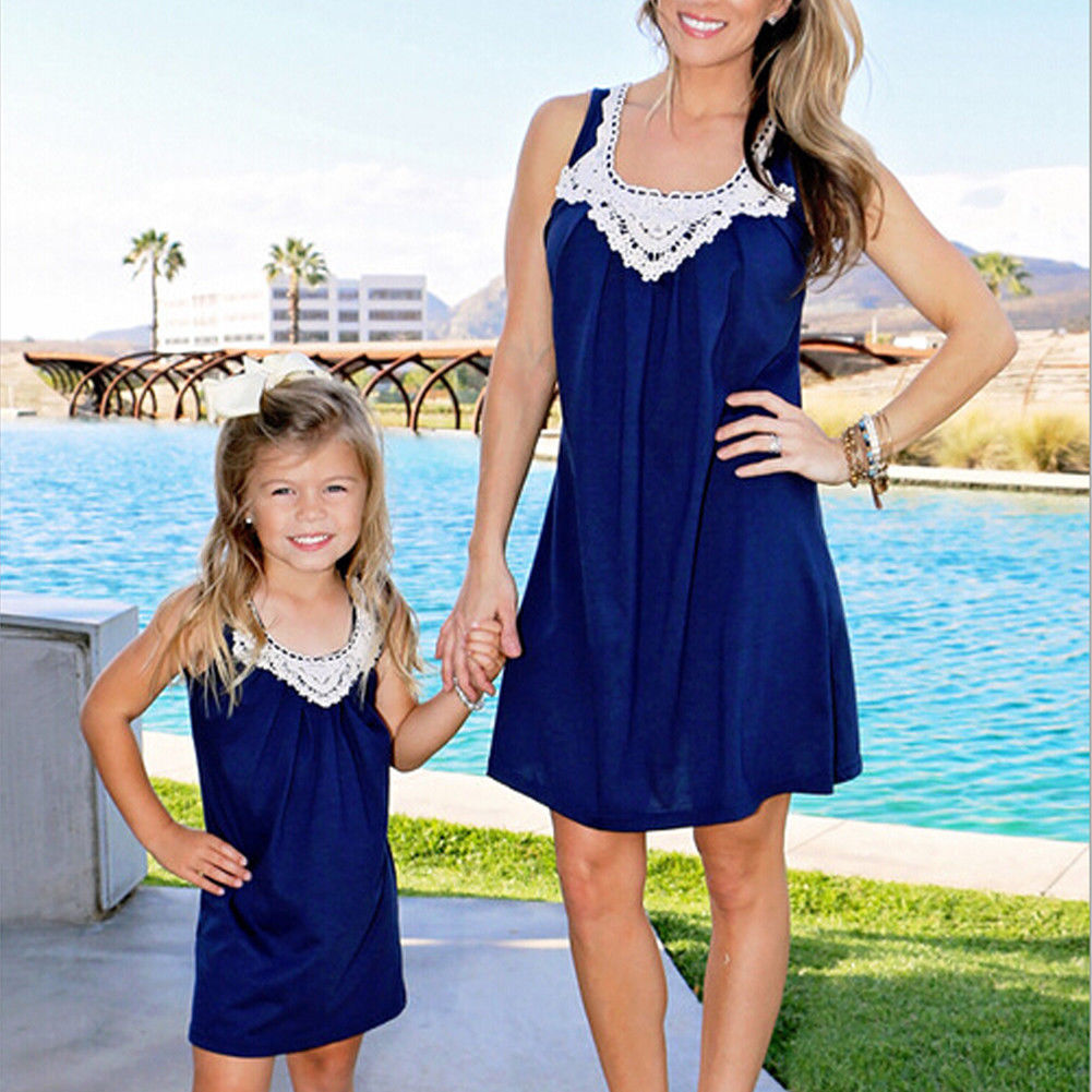 Family Dress Mother and Daughter Matching Girls Daughter Outfits Clothes Dresses - ebowsos