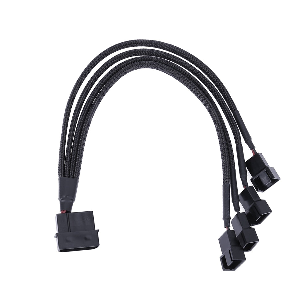 Fan Cable Splitter Power Cable 12V 27cm 4pin IDE Molex to 4-Port 3Pin/4Pin Cooler Cooling Fan Splitter Power Cable  for Computer - ebowsos