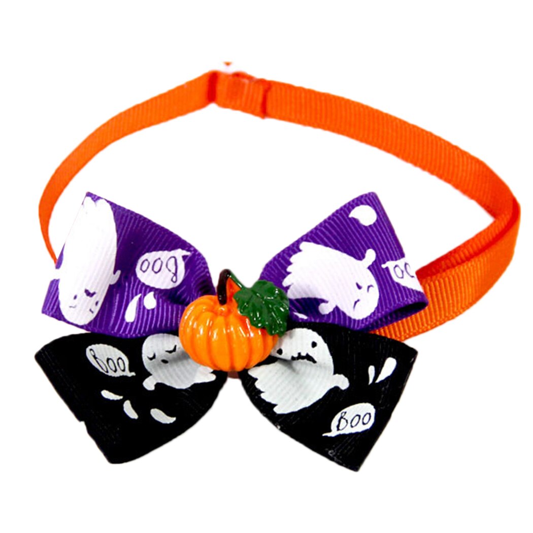 Fashion Adjustable Cat Dog Bow Tie Colorful Printing Pattern Pet Bowtie Pet Collar Tie For Halloween Cosplay Pumpkin Ghost Witch-ebowsos