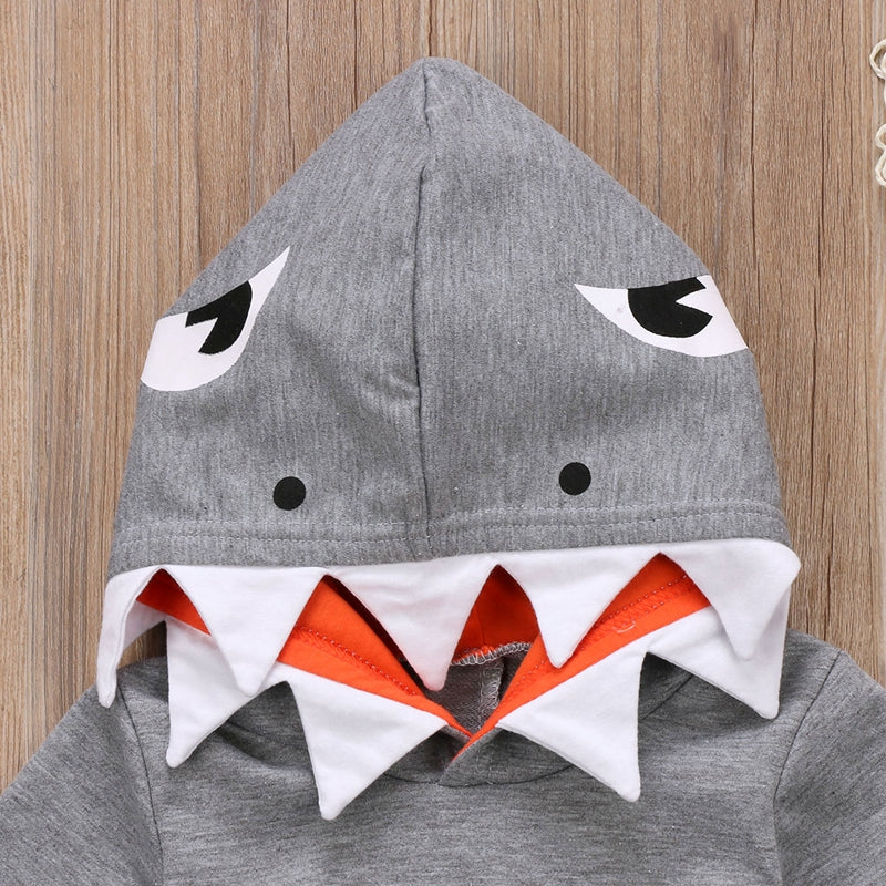 Fashion Baby Boy Clothes Casual Toddler Kids Boys Shark Hooded Tops Hoodie Pocket Jacket Coat Outerwear - ebowsos
