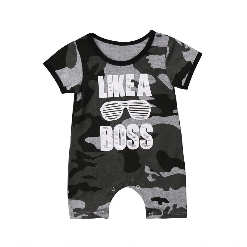 Fashion Baby Boys summer Clothes Set Kids Sports Suits  Short Sleeves Romper Children Toddler Suit Camouflage Shorts 0-2Ys - ebowsos